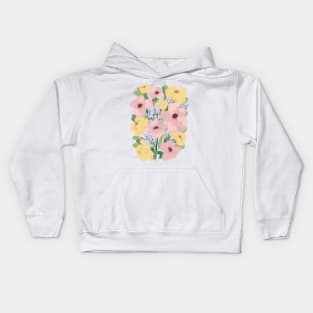 Pink Abstract Wild Flowers Illustration Kids Hoodie